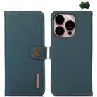 For iPhone 16 Pro KHAZNEH Custer Genuine Leather RFID Phone Case(Green) - 1