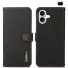 For iPhone 16 Plus KHAZNEH Custer Genuine Leather RFID Phone Case(Black) - 1