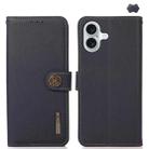 For iPhone 16 Plus KHAZNEH Custer Genuine Leather RFID Phone Case(Blue) - 1