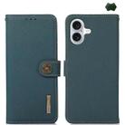 For iPhone 16 Plus KHAZNEH Custer Genuine Leather RFID Phone Case(Green) - 1