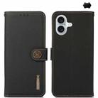 For iPhone 16 KHAZNEH Custer Genuine Leather RFID Phone Case(Black) - 1