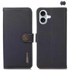 For iPhone 16 KHAZNEH Custer Genuine Leather RFID Phone Case(Blue) - 1