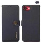For iPhone SE 2024 KHAZNEH Custer Genuine Leather RFID Phone Case(Blue) - 1