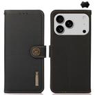 For iPhone 17 Pro KHAZNEH Custer Genuine Leather RFID Phone Case(Black) - 1