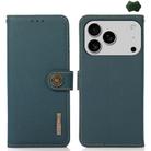 For iPhone 17 Pro KHAZNEH Custer Genuine Leather RFID Phone Case(Green) - 1