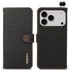 For iPhone 17 Pro Max KHAZNEH Custer Genuine Leather RFID Phone Case(Black) - 1