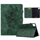 For iPad Pro 11 2024 Peony Butterfly Embossed Leather Smart Tablet Case(Green) - 1