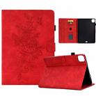 For iPad Pro 11 2024 Peony Butterfly Embossed Leather Smart Tablet Case(Red) - 1