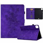 For iPad Pro 11 2024 Peony Butterfly Embossed Leather Smart Tablet Case(Purple) - 1