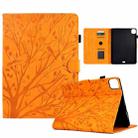 For iPad Pro 11 2024 Fortune Tree Embossed Leather Smart Tablet Case(Khaki) - 1