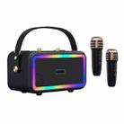 M3201 Portable Colorful Bluetooth Speaker Home Retro Karaoke Dual-Mic Speaker(Black) - 1