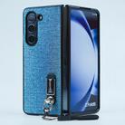 For Samsung Galaxy Z Fold5 Three Parts Flash Diamond Fold PC Phone Case with Lanyard(Green) - 1