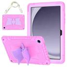 For Samsung Galaxy A9+ Kickstand PC Hybrid Silicone Tablet Case(Pink Purple) - 1