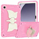 For Samsung Galaxy A9+ Kickstand PC Hybrid Silicone Tablet Case(Beige Pink) - 2