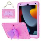 For iPad 10.2 2021/2020/2019 Kickstand PC Hybrid Silicone Tablet Case(Pink Purple) - 1