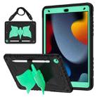 For iPad 10.2 2021/2020/2019 Kickstand PC Hybrid Silicone Tablet Case(Black Mint) - 1