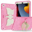 For iPad 10.2 2021/2020/2019 Kickstand PC Hybrid Silicone Tablet Case(Beige Pink) - 2