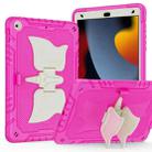 For iPad 10.2 2021/2020/2019 Kickstand PC Hybrid Silicone Tablet Case(Beige Rose Red) - 2