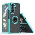 For Samsung Galaxy Z Fold5 Q Shadow 1 Series TPU + PC Phone Case with Ring(Sky Blue) - 1