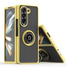 For Samsung Galaxy Z Fold5 Q Shadow 1 Series TPU + PC Phone Case with Ring(Yellow) - 1
