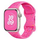 For Apple Watch SE 2023 44mm Hole Style Butterfly Buckle Camouflage Silicone Watch Band(Pink) - 1