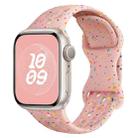 For Apple Watch SE 2023 44mm Hole Style Butterfly Buckle Camouflage Silicone Watch Band(Pink Sand) - 1