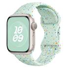 For Apple Watch SE 2023 44mm Hole Style Butterfly Buckle Camouflage Silicone Watch Band(Light Mint) - 1