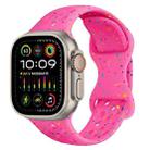 For Apple Watch Ultra 2 49mm Hole Style Butterfly Buckle Camouflage Silicone Watch Band(Pink) - 1