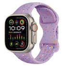 For Apple Watch Ultra 2 49mm Hole Style Butterfly Buckle Camouflage Silicone Watch Band(Light Purple) - 1