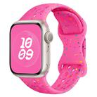 For Apple Watch Series 9 45mm Hole Style Butterfly Buckle Camouflage Silicone Watch Band(Pink) - 1