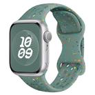 For Apple Watch Series 9 45mm Hole Style Butterfly Buckle Camouflage Silicone Watch Band(Pine Green) - 1