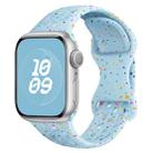 For Apple Watch Series 9 41mm Hole Style Butterfly Buckle Camouflage Silicone Watch Band(Light Blue) - 1