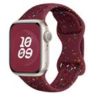 For Apple Watch Series 9 41mm Hole Style Butterfly Buckle Camouflage Silicone Watch Band(Wine Red) - 1
