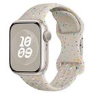 For Apple Watch Series 9 41mm Hole Style Butterfly Buckle Camouflage Silicone Watch Band(Starlight Color) - 1