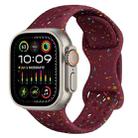 For Apple Watch Ultra 49mm Hole Style Butterfly Buckle Camouflage Silicone Watch Band(Wine Red) - 1