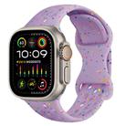 For Apple Watch Ultra 49mm Hole Style Butterfly Buckle Camouflage Silicone Watch Band(Light Purple) - 1