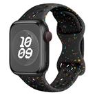 For Apple Watch Series 8 41mm Hole Style Butterfly Buckle Camouflage Silicone Watch Band(Black) - 1