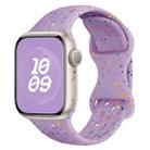 For Apple Watch Series 8 45mm Hole Style Butterfly Buckle Camouflage Silicone Watch Band(Light Purple) - 1