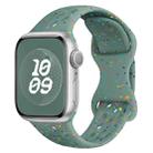 For Apple Watch Series 8 45mm Hole Style Butterfly Buckle Camouflage Silicone Watch Band(Pine Green) - 1