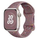 For Apple Watch Series 8 45mm Hole Style Butterfly Buckle Camouflage Silicone Watch Band(Smoke Purple) - 1