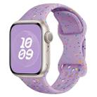 For Apple Watch SE 2022 44mm Hole Style Butterfly Buckle Camouflage Silicone Watch Band(Light Purple) - 1