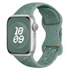For Apple Watch SE 2022 44mm Hole Style Butterfly Buckle Camouflage Silicone Watch Band(Pine Green) - 1