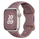 For Apple Watch SE 2022 44mm Hole Style Butterfly Buckle Camouflage Silicone Watch Band(Smoke Purple) - 1