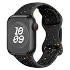 For Apple Watch Series 7 45mm Hole Style Butterfly Buckle Camouflage Silicone Watch Band(Black) - 1