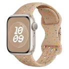 For Apple Watch Series 7 45mm Hole Style Butterfly Buckle Camouflage Silicone Watch Band(Milk Tea) - 1