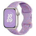 For Apple Watch Series 7 45mm Hole Style Butterfly Buckle Camouflage Silicone Watch Band(Light Purple) - 1