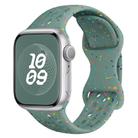 For Apple Watch Series 7 45mm Hole Style Butterfly Buckle Camouflage Silicone Watch Band(Pine Green) - 1