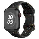 For Apple Watch Series 5 44mm Hole Style Butterfly Buckle Camouflage Silicone Watch Band(Black) - 1