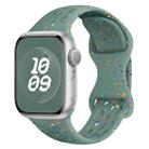 For Apple Watch 42mm Hole Style Butterfly Buckle Camouflage Silicone Watch Band(Pine Green) - 1