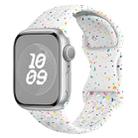 For Apple Watch 38mm Hole Style Butterfly Buckle Camouflage Silicone Watch Band(White) - 1